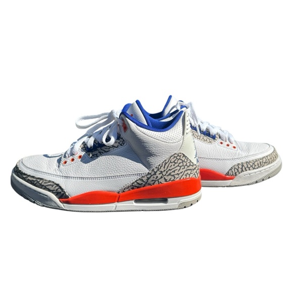 Air Jordan Men Retro Knicks Sneakers White Royal Blue Orange Size